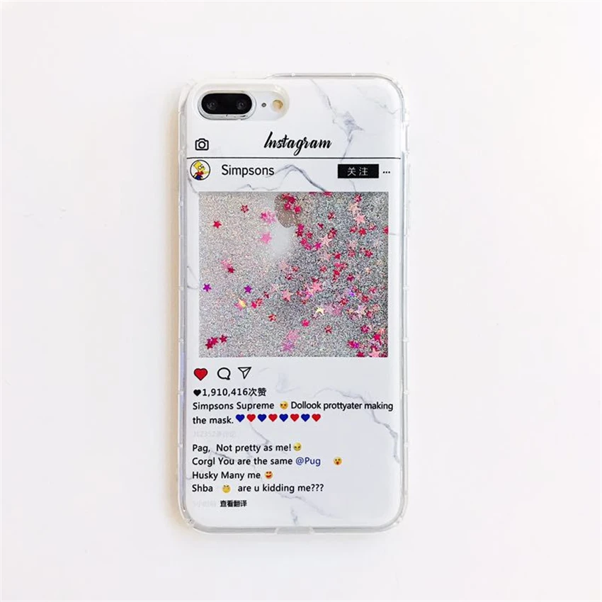 Чехол для телефона с сердечком и жидким твердым поликарбонатом iPhone 6 6S 7 8 Plus X XS XR MAX