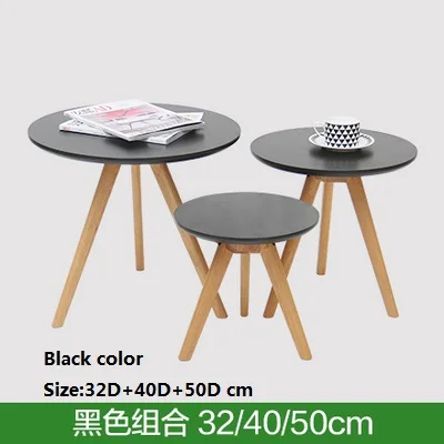 black32D40D50Dcm Небольшой круглый стол журнальный столик сочетание твердой древесины Круглый минималистичный столик для гостиной журнальный столик - Цвет: black32D40D50Dcm