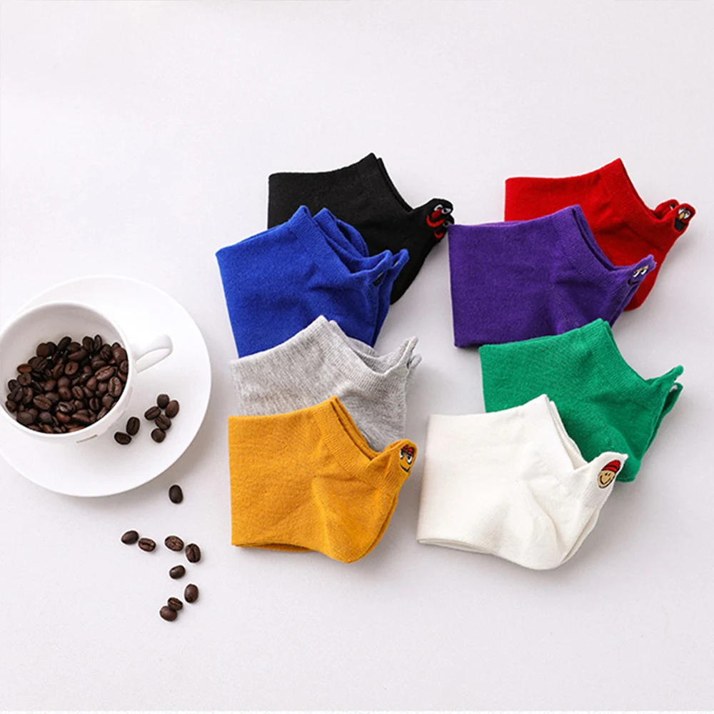 Милые женские носки с вышивкой веселые модные по щиколотку Дышащие Короткие