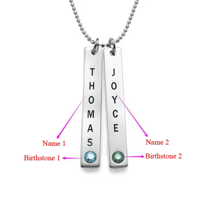 Персонализированные вертикальные бар ожерелье с камнями рождения Новое