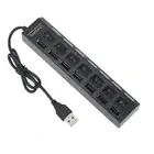 7 портов светодиодный USB 2,0 адаптер концентратор переключатель питания ВКЛ.ВЫКЛ. Для ПК ноутбука BK Прямая поставка 18 января 17 года