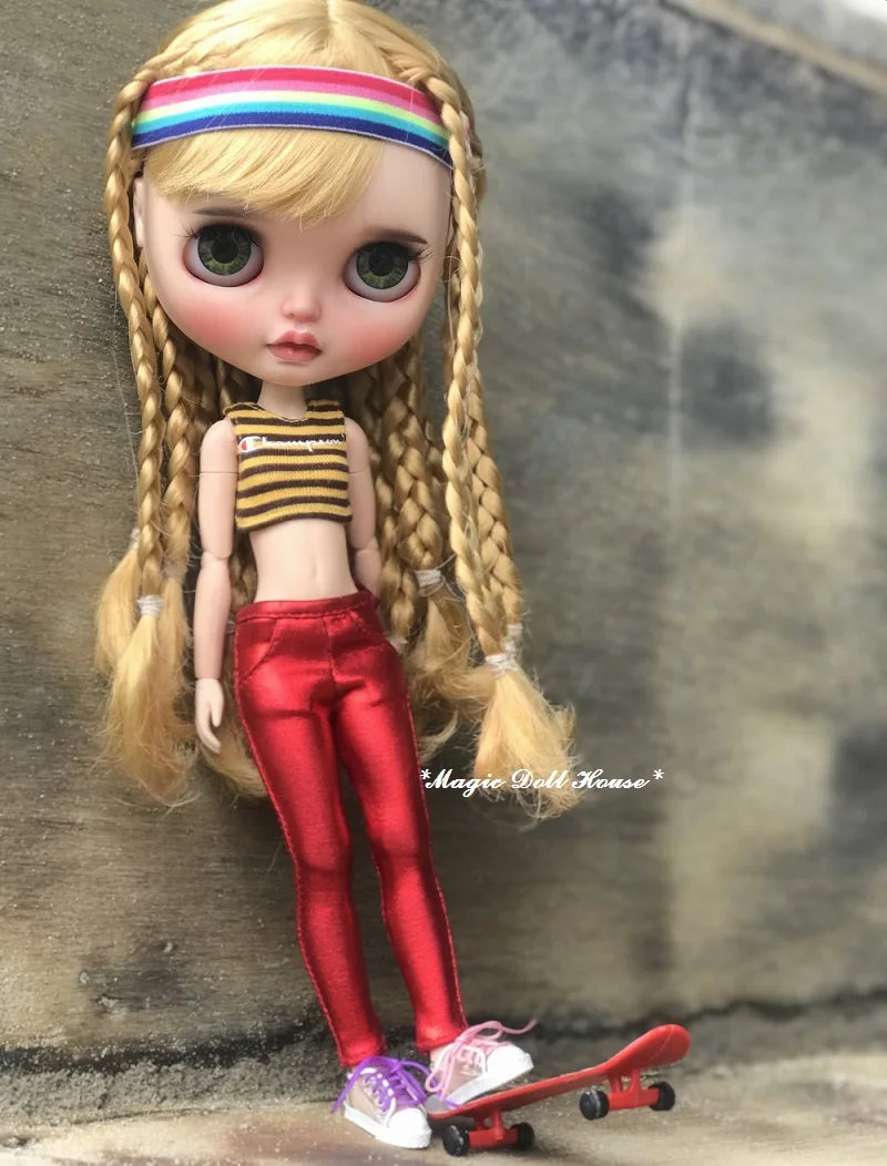 [MG603] 2019 Новая Одежда для куклы Neoblythe # металлические кожаные штаны заколка волос и