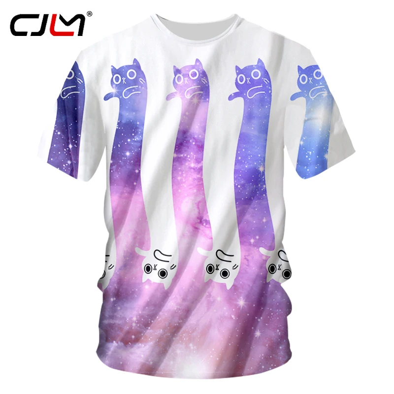 Новинка 2018 футболка CJLM Galaxy Space 3D футболки с милым котенком кошкой Мужская Уличная