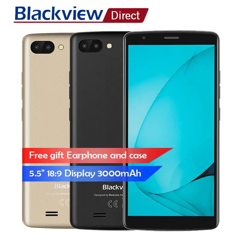 2018 Blackview A20 5 &quot18:9 Экран Смартфон Android GO MTK6580M 4 ядра 1 ГБ Оперативная память 8 GB