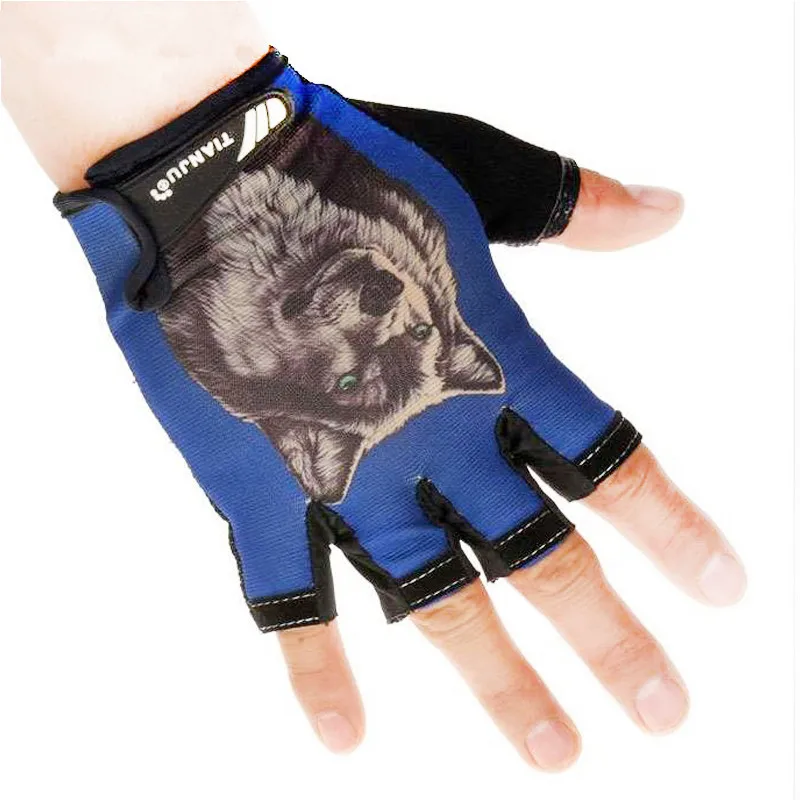 LongKeeper 2019 Hot Sports Gloves Men Half finger Cycling Glvoes Wolf Pattern Fingerless Slip-resistant luvas de inverno G75 | Аксессуары