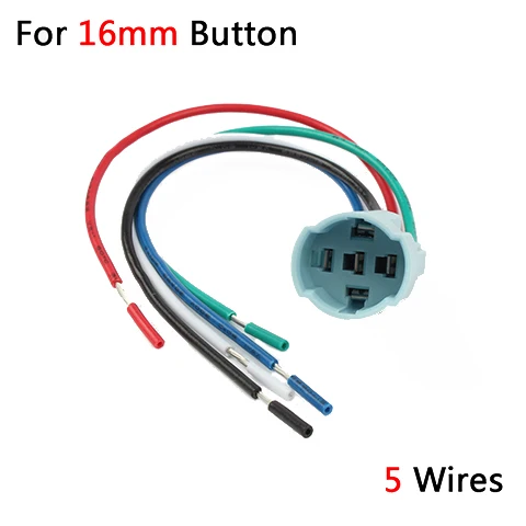 16mm-5pins- socket 16 мм металлический кнопочный переключатель кнопка включения Водонепроницаемый на плоской подошве круглая кнопка Светодиодный светильник с встроенной функцией спуска затвора само-кнопка сброса 1NO1NC 6V 12V - Цвет: 16mm-5pins- socket