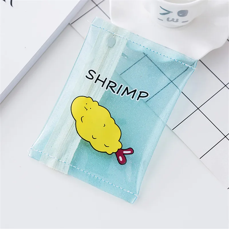 shrimp Девушки мультфильм прозрачный ПВХ кошельки милые маленькие практичные портативные карты ключницы милые детские держатели карт кошельки для денег - Цвет: shrimp