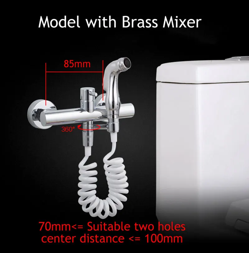Set with 85mm Mixer Handheld Toilet bidet sprayer set Kit Hand Bidet faucet for Bathroom hand sprayer shower head self cleaning - Цвет: Set with 85mm Mixer