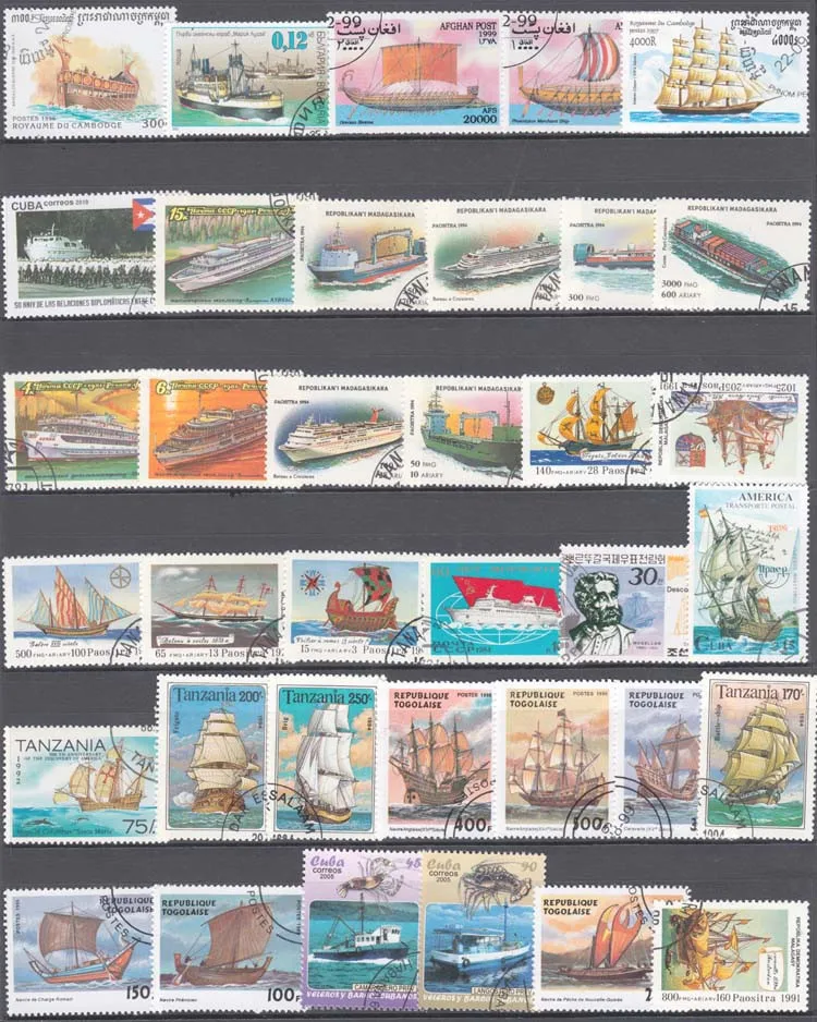 250 ппсс/лот все разные темы кораблик лодка корабль неиспользованный Почтовые