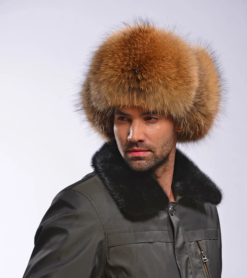 Шапка бомбер мужская из натурального меха енота на зиму 2017|fur hat men|bomber hatmens bomber |