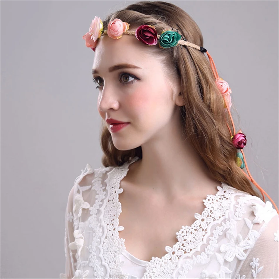 1 шт. богемная разноцветная гирлянда с цветком камелии Женская корона