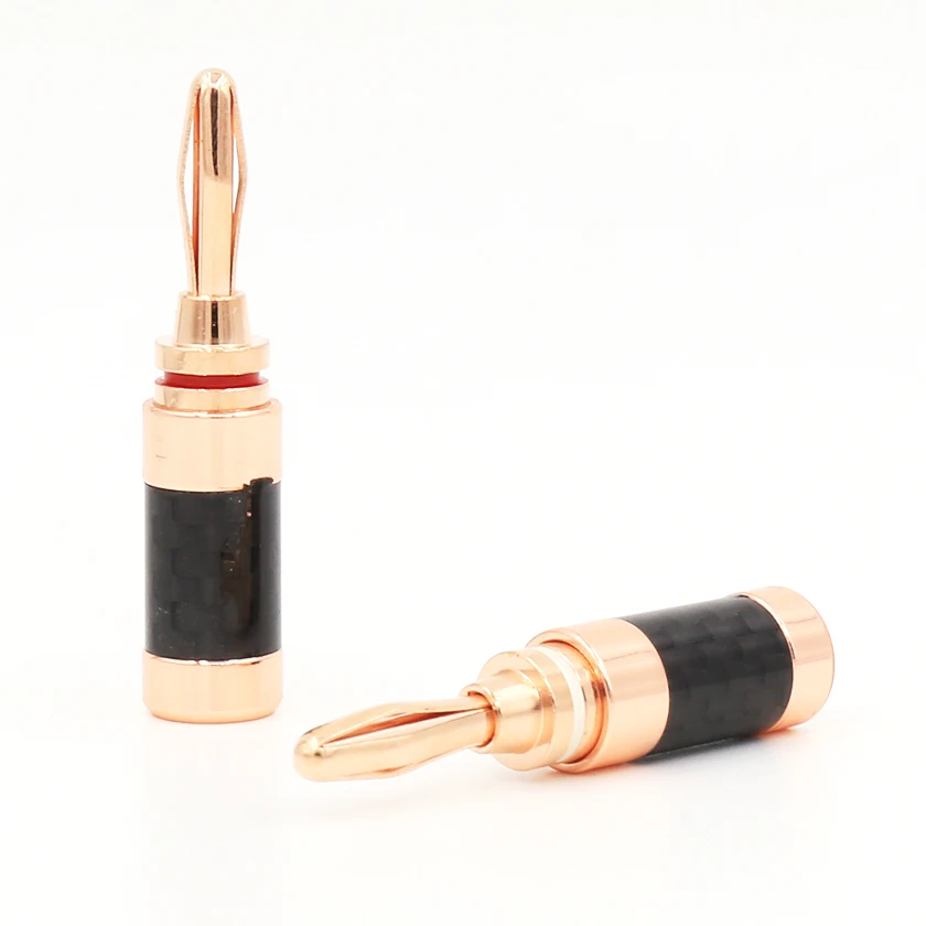 4pieces BA1435 Acrolink Carbon Fiber Series Rose Gold Plated Banana connector for speaker cable contact plug