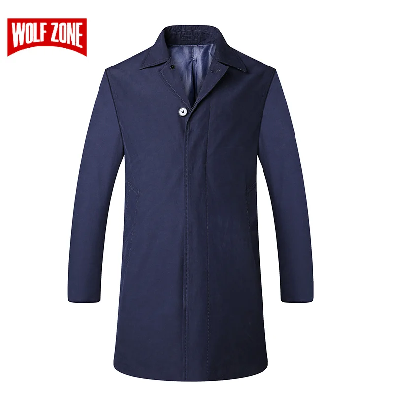 

WOLF ZONE Brand Casual Trench Coat Men Spring and Autumn Fashion Business Overcoat Classic Fit Turn-down Long Mens Jacket