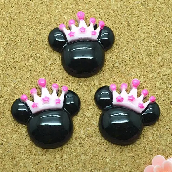 10 шт. розовая Корона из смолы Микки с плоским основанием Кабошоны смоляные