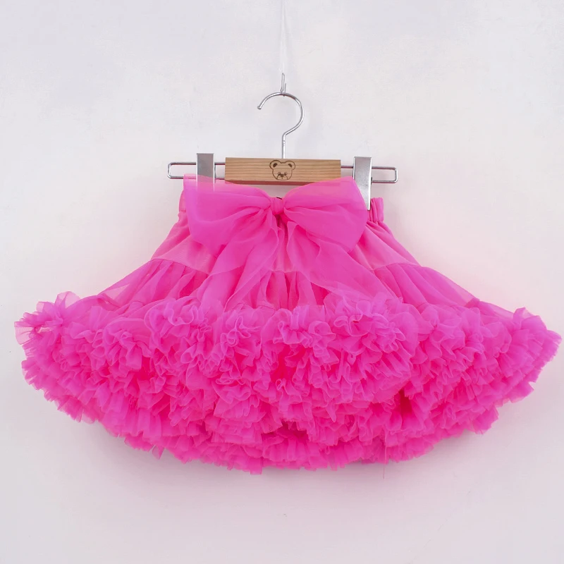 hot pink Юбки-пачки для девочек; однотонная пышная фатиновая юбка принцессы; бальная юбка-американка; Детские Балетные вечерние юбки для выступлений для детей от 9 months to 8 Years Old лет - Цвет: hot pink