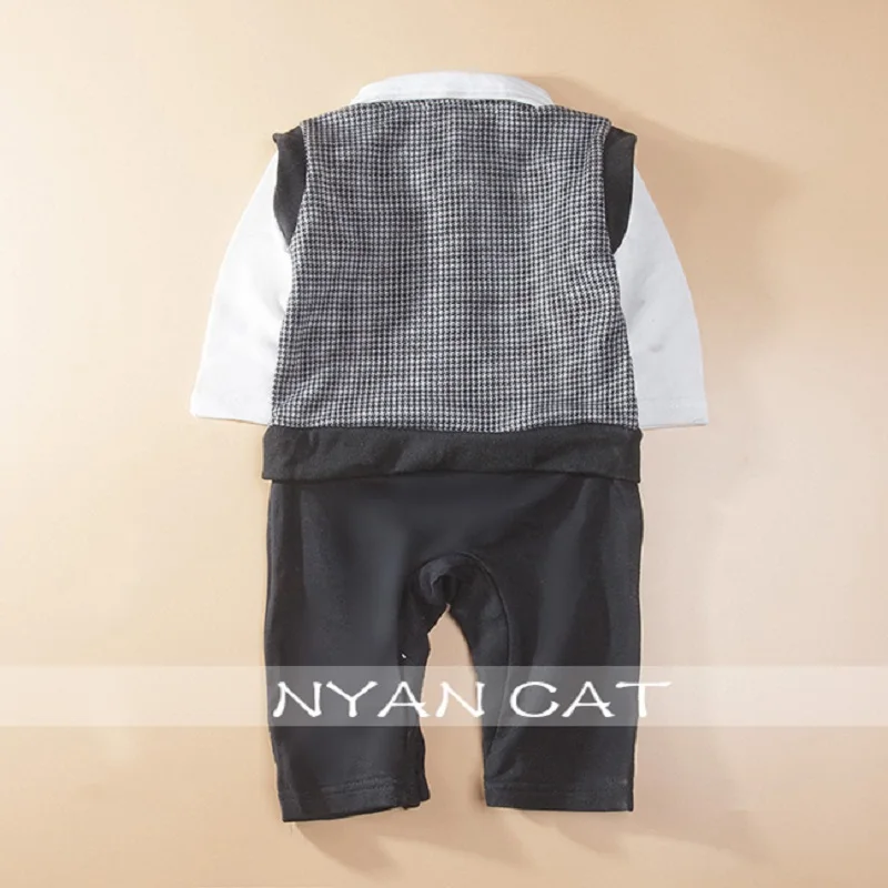 Red Bowties Grid Handsome Baby Boys Clothes Vest Gentleman Party Costumes Rompers Tuxedo Jumpsuits Long Sleeve Newborn Tops |