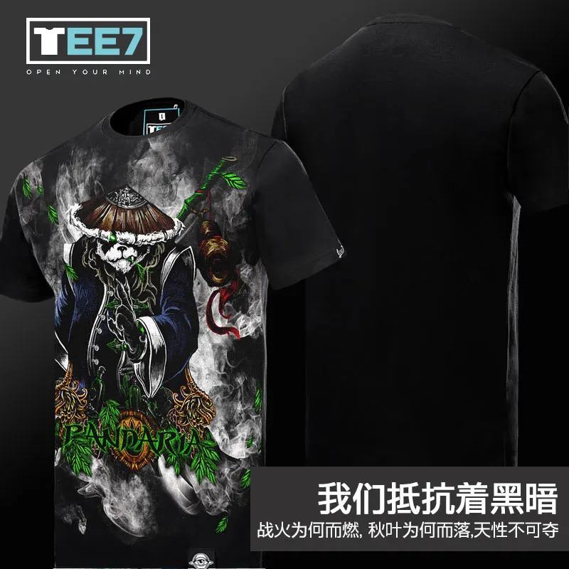 TEE7 Game WOW Panda mystery 100% Cotton T-shirt Cosplay costume for Azeroth Brithday Gift | Мужская одежда