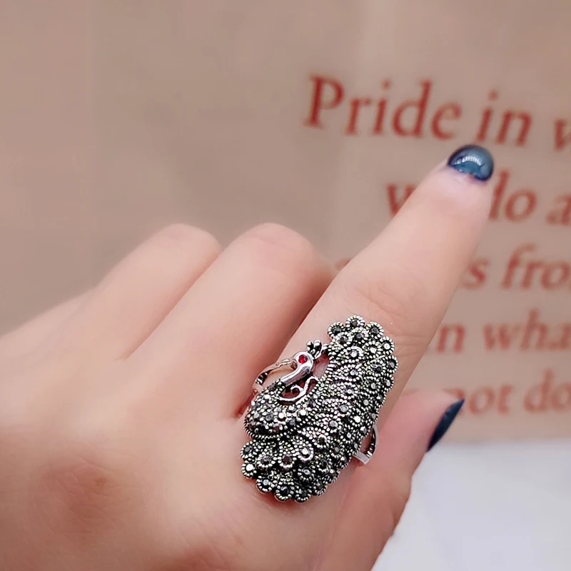 K гаджеты модные панк кольцо Черный Кристалл Rhinestone животное геккон Античный