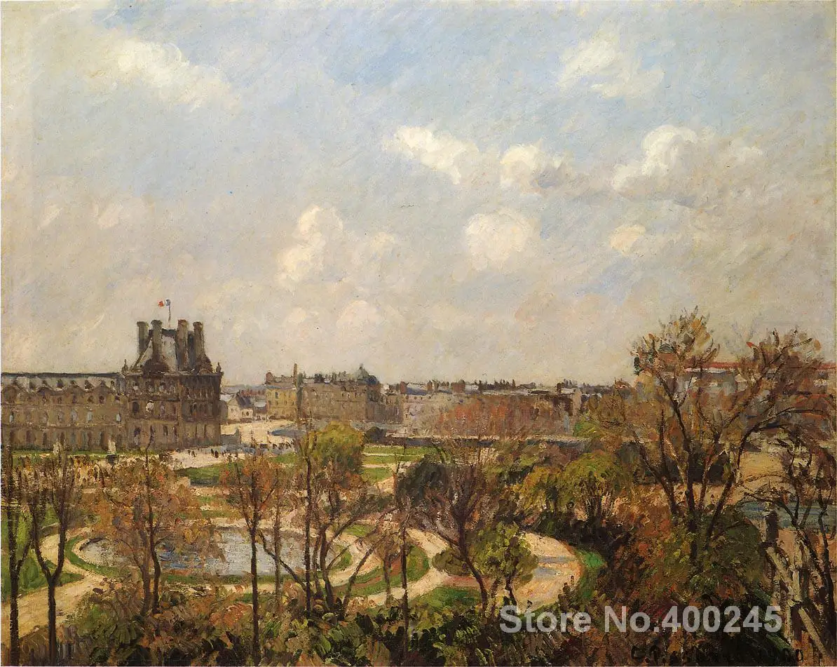 

artwork by Camille Pissarro The Garden of the Tuileries, Morning, Spring High quality Oil paintings reproduction Hand-painted