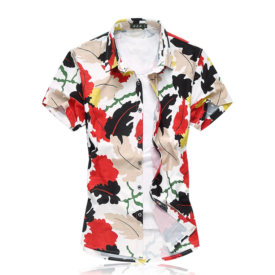 Мужская мерсеризованная хлопковая рубашка летняя с коротким рукавом плюс размер