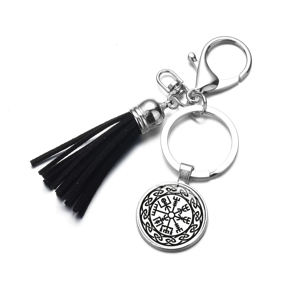 Style 10 SIAN Ancient Viking Compas PU кожаный брелок с кистями скандинавские руны исландский Vegvisir Амулет брелок высококачественный сплав брелок для ключей - Цвет: Style 10