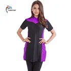 Женский Мусульманский купальник, летний сшитый купальник с коротким рукавом, мусульманская одежда