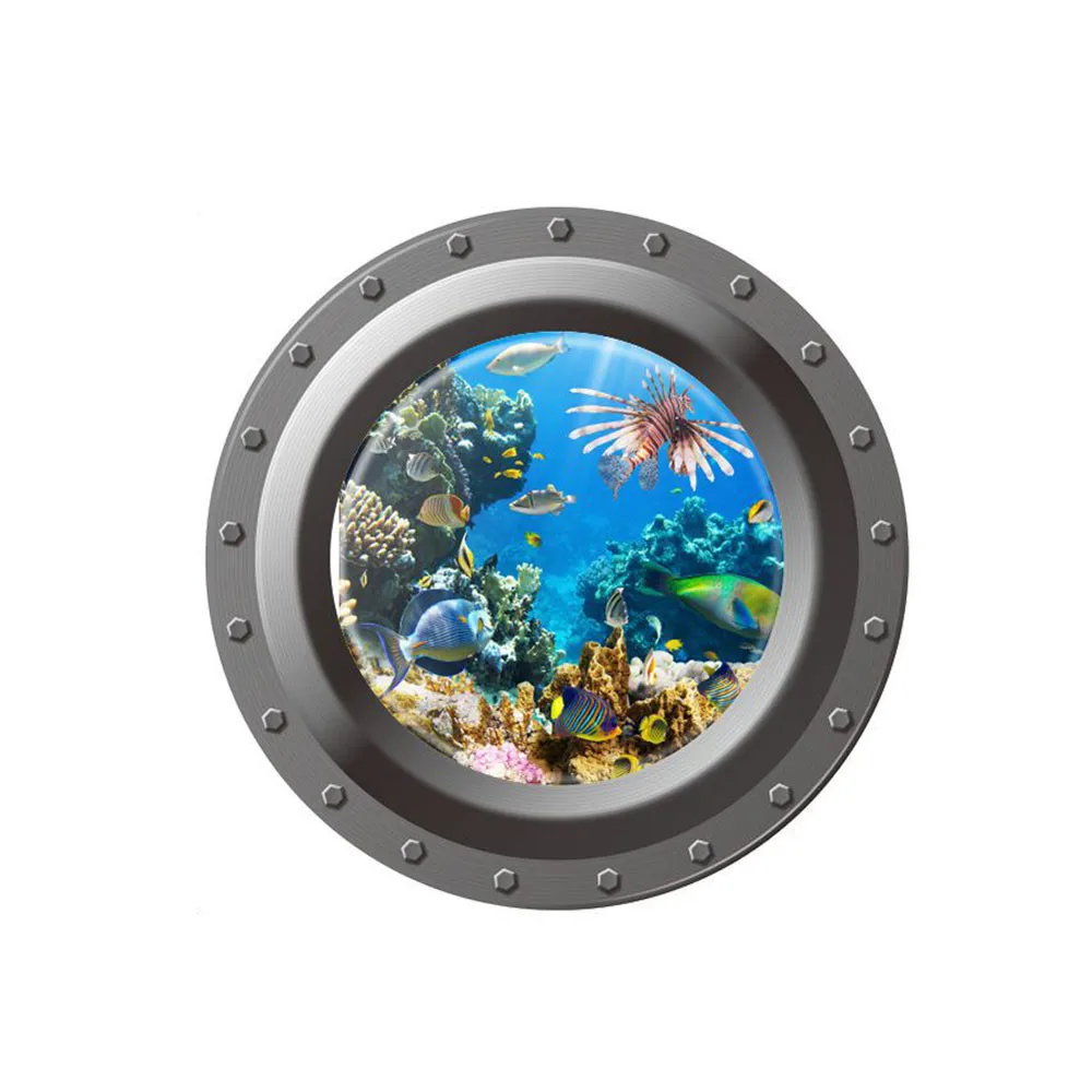 Подводная лодка окно подводный мир 3D Наклейка на стену креативный дизайн