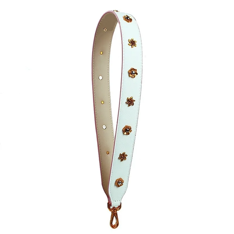Retro Bee Straps For Bags Genuine Leather Handles Handbags Wide Shoulder Strap Metal flower decoration Anse Sac A Main | Багаж и сумки