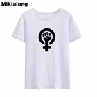 Футболка женская Феминистская Mikialong, винтажная тенниска из 2018 хлопка с круглым вырезом и коротким рукавом в стиле Харадзюку, рубашка в стиле Tumblr, лето 100%