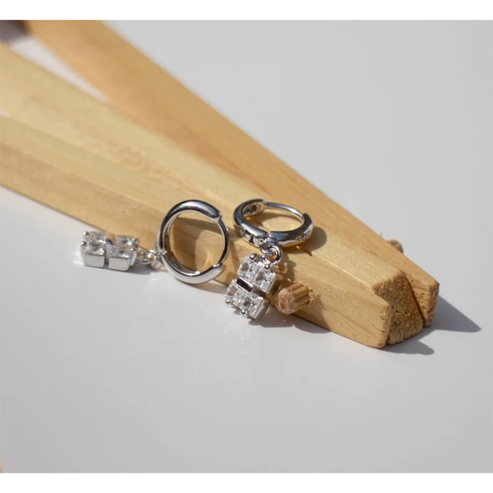Новые серьги из стерлингового серебра 925 пробы модные квадратные короткие