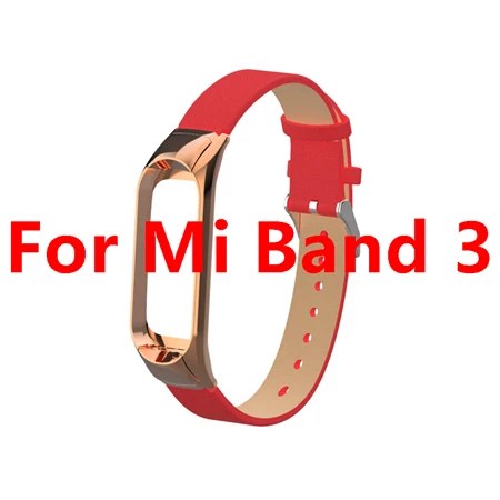 Red For Mi 3 Кожаный ремешок mi Band 4 для Xiaomi mi Band 4 mi band 4 умный Браслет Анти-потеря спортивный браслет mi Band 3 ремешок умные аксессуары - Цвет: Red For Mi 3