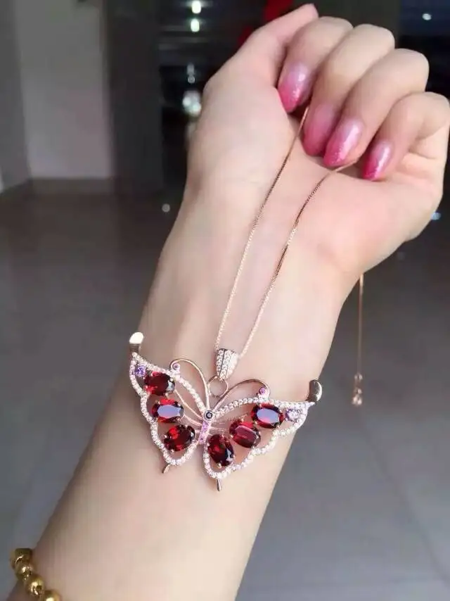 Женский кулон с красным гранатом из серебра 925 пробы|jewelry necklace pendants|jewelry pendantjewelry