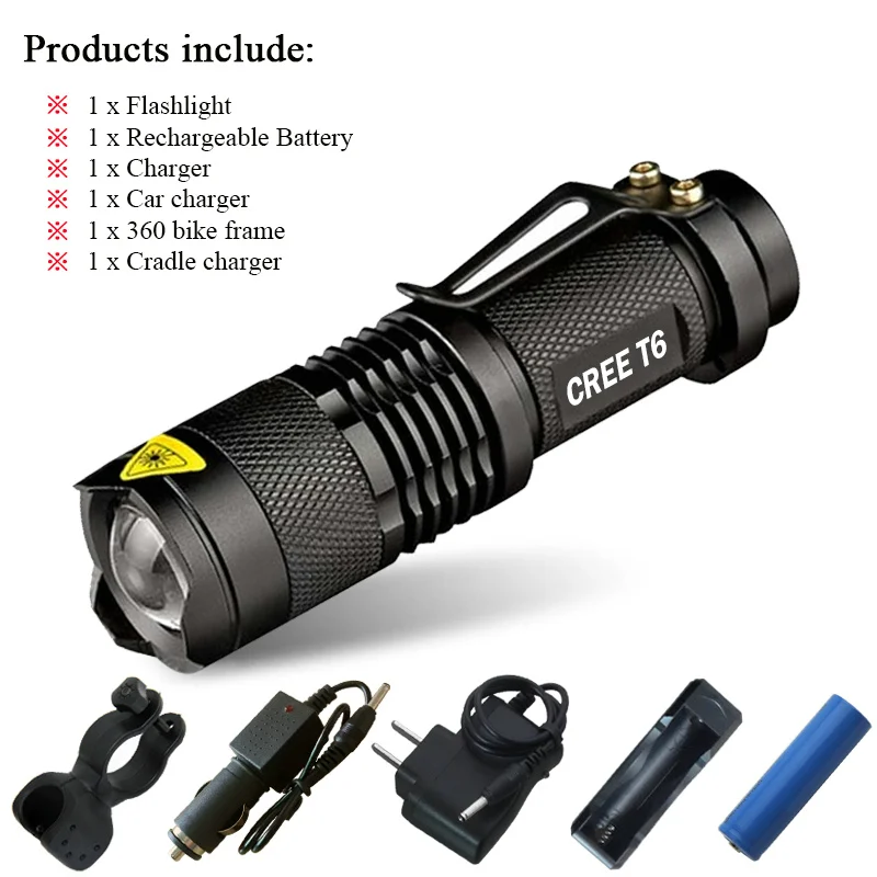 Мини cree xm-l t6 вспышки светильник Мощный водонепроницаемый светодиодный фонарь перезаряжаемые 18650 светодиодный налобный фонарь Кемпинг светодиодная вспышка Светильник 3000 люмен - Испускаемый цвет: Set C