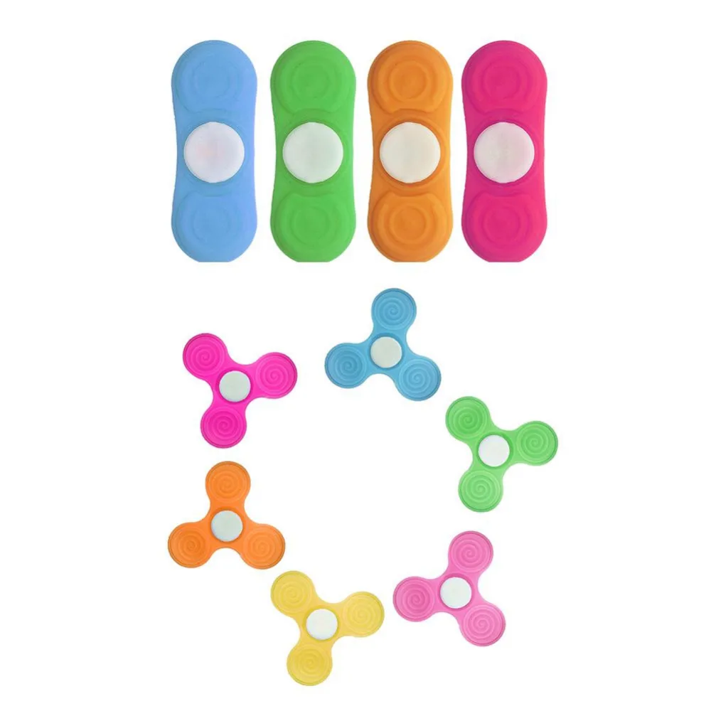 1pc Hot Silicone Multi-color Finger Fidget Metal Hybird Bearing Gyro Kids Desk Toy color will be send by random