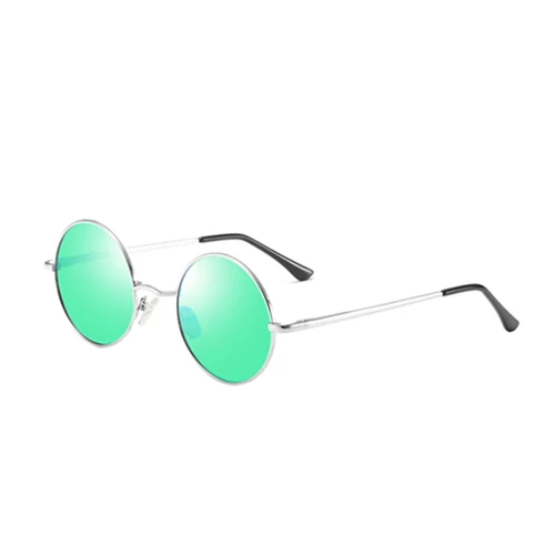 C07Green Классические поляризованные винтажные круглые солнцезащитные очки для мужчин и женщин, солнцезащитные очки для вождения, мода, стиль, металл, оправа, ретро очки UV400 PL1024 - Цвет линз: C07Green
