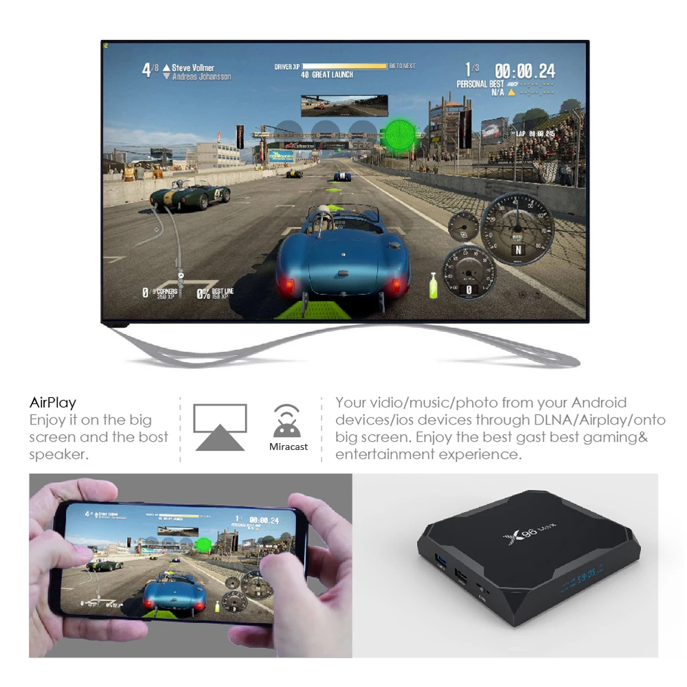 Docooler X96 MAX Smart tv Box Android 8,1 4GB32GB Bluetooth 4.X Amlogic S905X2 2.4G5.8G Wifi tv BOX медиаплеер 4K телеприставка
