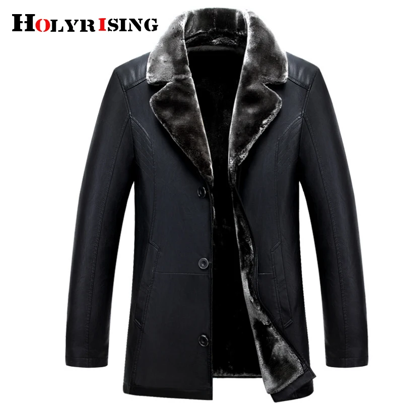 Holyrising мужские Куртки из искусственной кожи зимнее утепленное пальто кожаная