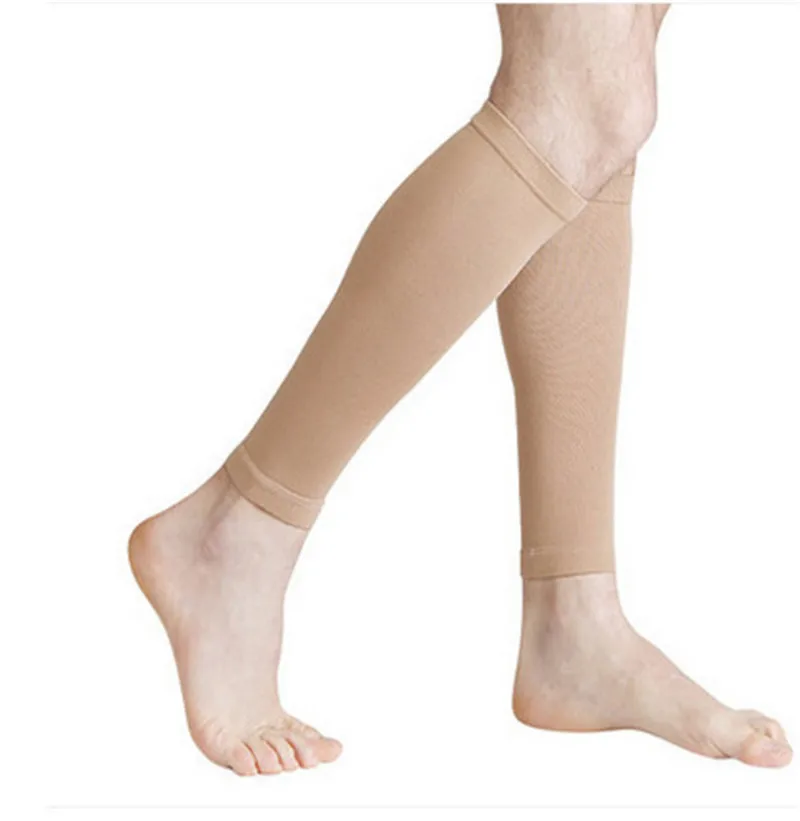 Beige Медицинские компрессионные носки до середины икры рукава 20-30mmHg эластичный уход носки Для мужчин Для женщин варикозное расширение вен циркуляции Компрессионные носки - Цвет: Beige