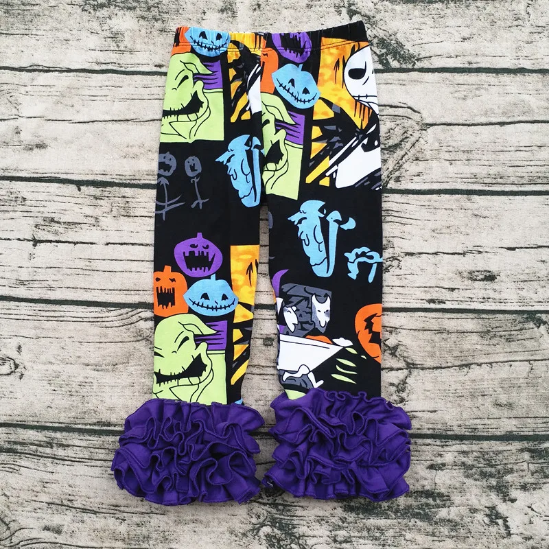 Оптовая продажа Детские оранжевые и черные леггинсы для Хэллоуина детские брюки