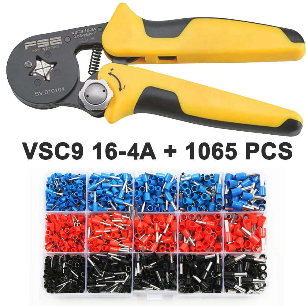 Обжимные плоскогубцы VSC8 10-6A 6-4C VSC9 16-4A 0,08-16mm2 26-5AWG для трубки тип иглы терминал ручные регулируемые инструменты - Цвет: VSC9 16-4A 1065 PCS