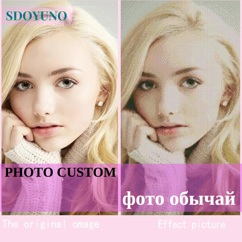 SDOYUNO фото на заказ 5D DIY Алмазная картина вышивка крестиком индивидуальная мозаика