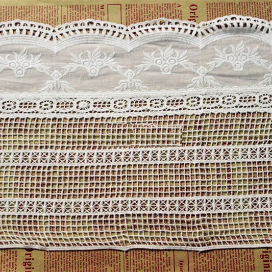 5Yards/lot White 26CM Width 100% Cotton Embroidered Lace Fabrics Women's Clothing DIY Wide Trim Freeshipping LSHB076 | Дом и сад