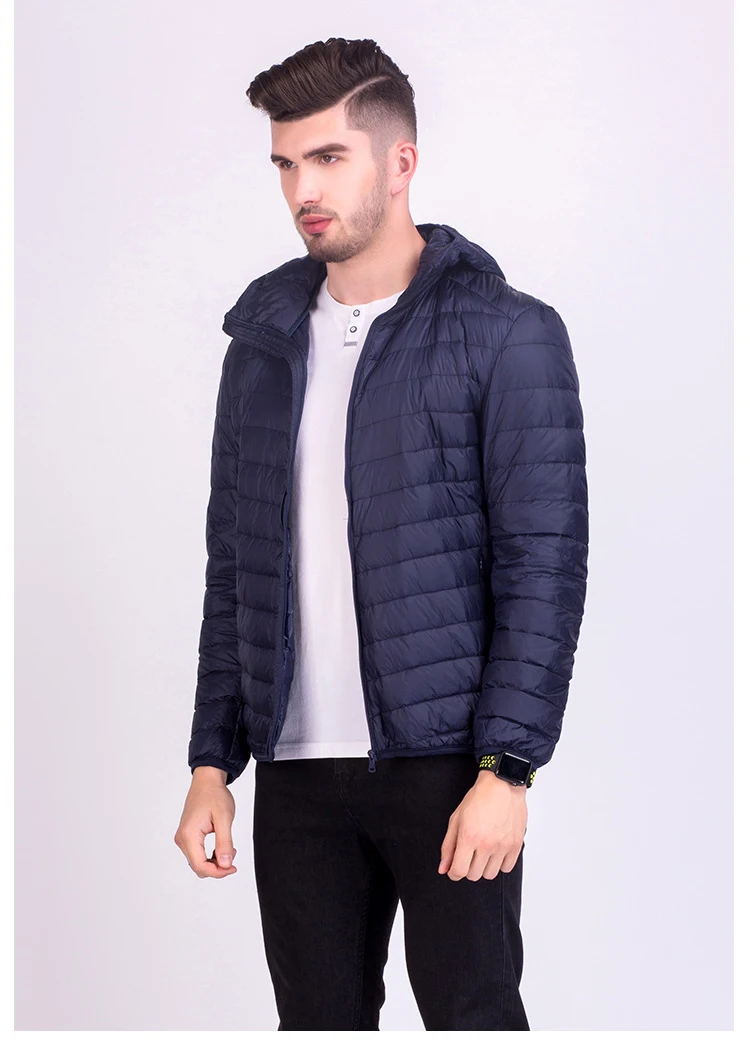 Mens Fashion Winter Jackets Ultra Light Windproof 90% White Duck Down Coats Casual Autumn Portable Puffer Jackets Warm Parkas