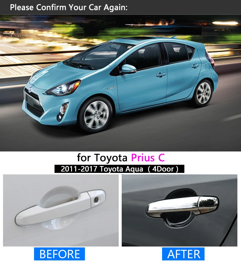 Хромированная крышка ручки для Toyota Prius C 2011 2017 набор отделки AQUA 2012 2013 2014 2015 2016 4Dr