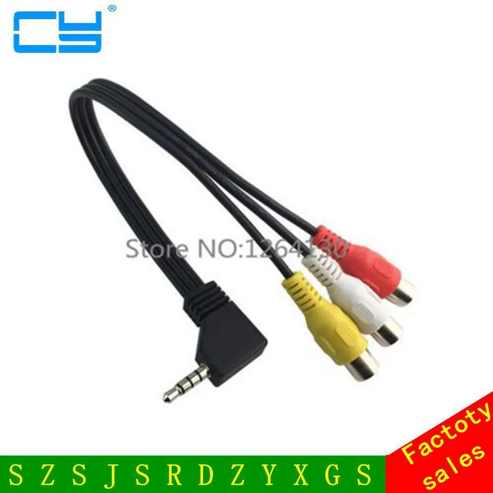 0.2M 90 Degree 3.5mm 4 pole Male To 3 RCA Female A/V video Cable Adapter For HDTV DVD Free shipping | Компьютеры и офис