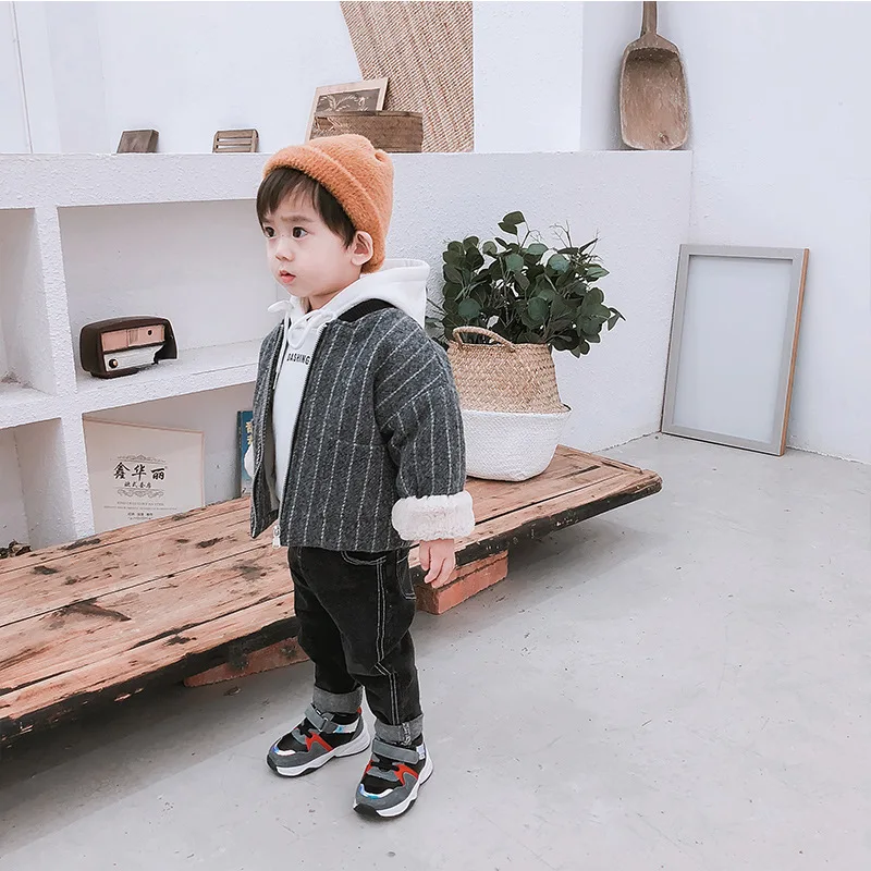 2019 осенне-зимняя куртка с толстым воротником для маленьких мальчиков теплая