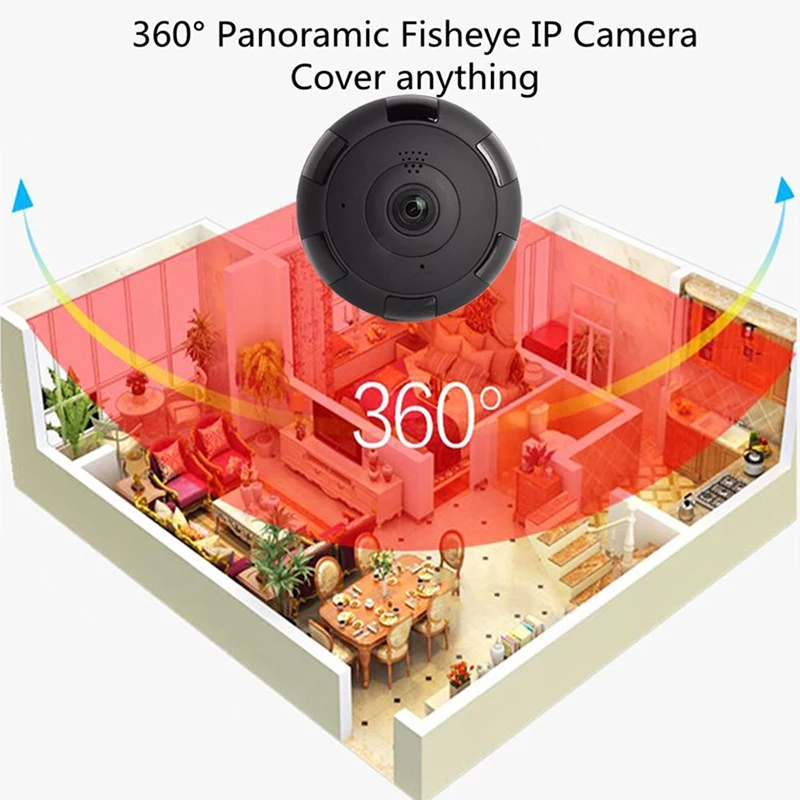 HD 1080P рыбий глаз панорамная 360 градусов 2MP VR WIFI ip камера с 64 Гб TF слотом для карт