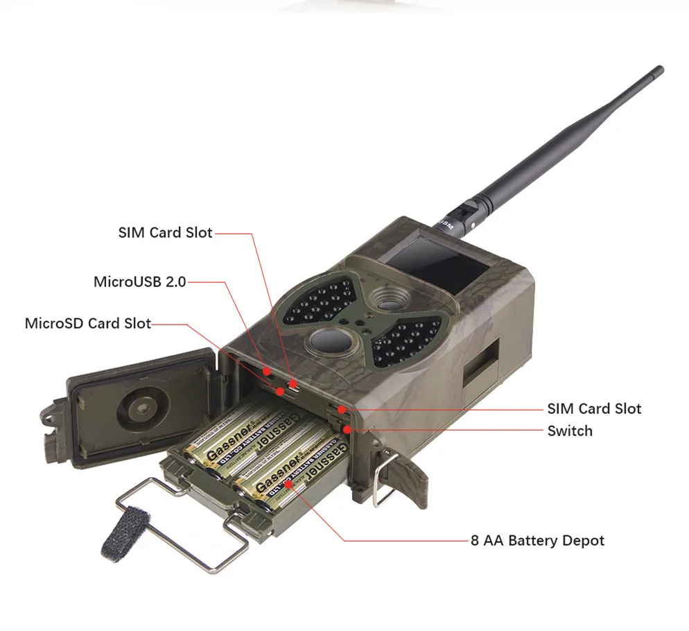 Full HD GSM GPRS MMS камера ночного видения для охоты и следа без вспышки со 100 градусным