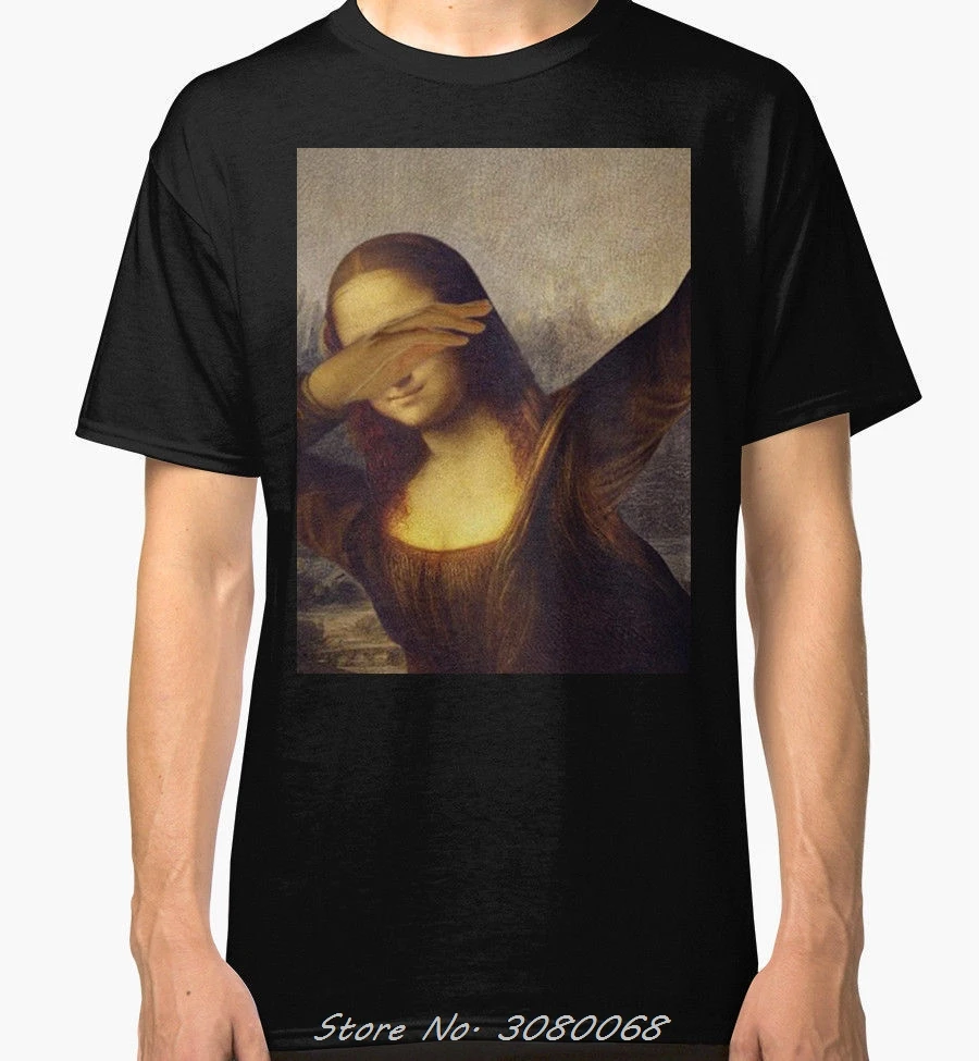 Фото Футболка Monalisa Dab Мужская/женская с логотипом повседневная хлопковая рубашка