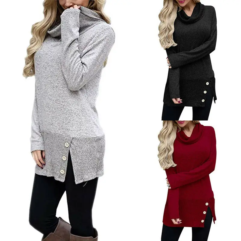 

Женский шерстяной свитер с высоким воротником, теплый длинный джемпер на осень и зиму, 2019